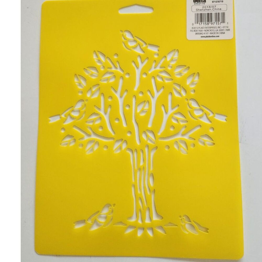 Pack of 3 Delta Stencils - Tree with Birds - New in Package B7